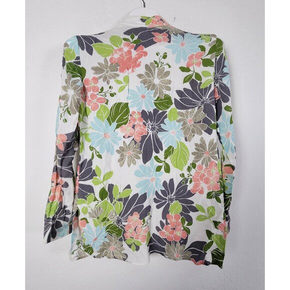 Citron Santa Monica Womens Floral Button-Up Shirt Small Blue Rayon Lightweight - Picture 2 of 9